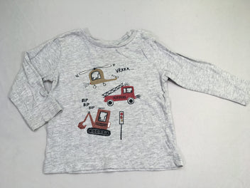 T-shirt m.l gris chiné pompiers