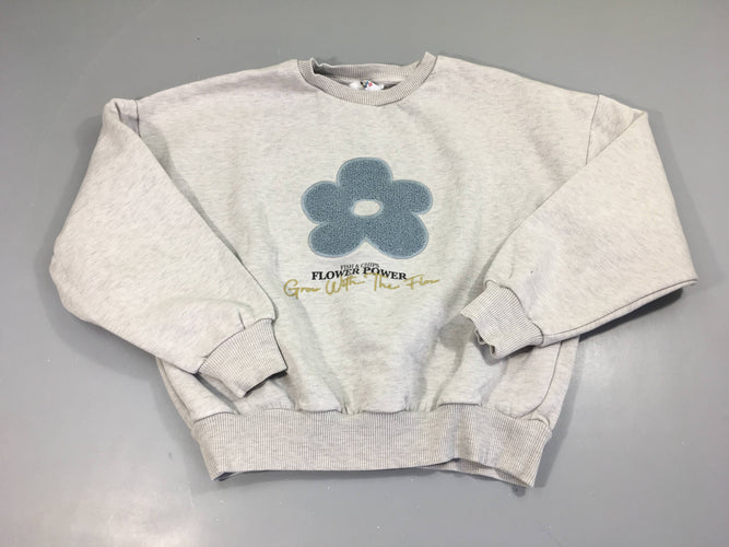 Sweat gris fleur texturée, moins cher chez Petit Kiwi
