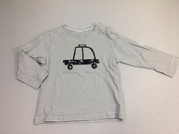T-shirt m.l rayé gris/blanc auto, légèrement bouloché