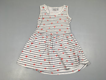 Robe s.m jersey gr rayé bleu marine coeurs