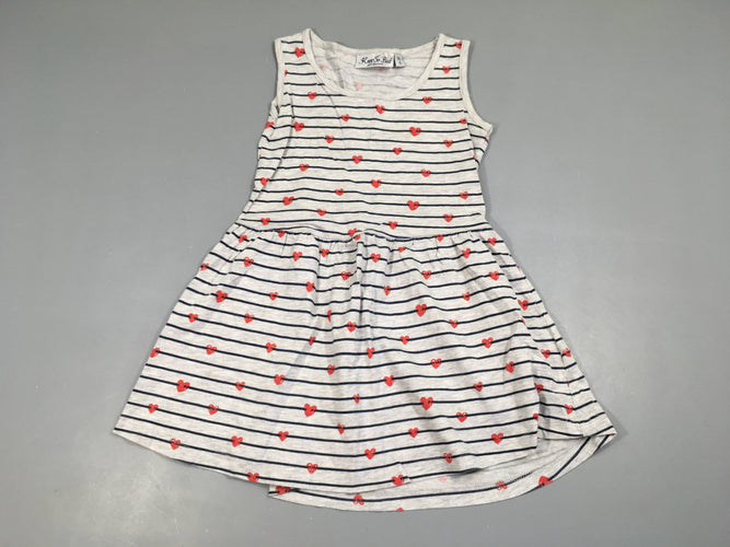 Robe s.m jersey gr rayé bleu marine coeurs, moins cher chez Petit Kiwi
