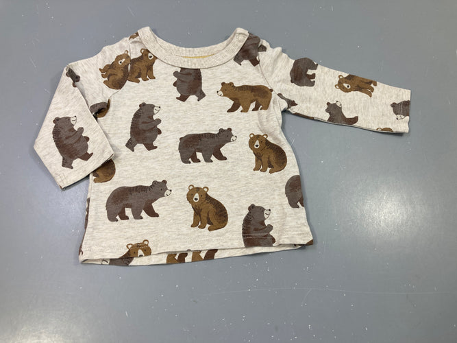 T-shirt m.l  beige flammé, ours  bruns, moins cher chez Petit Kiwi