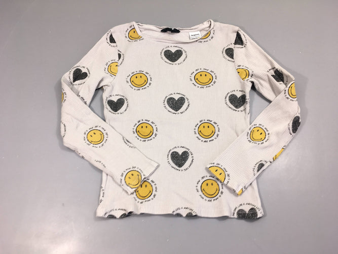 T-shirt m.l côtelé gris Smiley, moins cher chez Petit Kiwi
