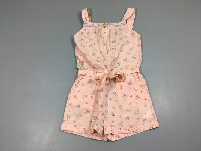 Combishort coton rose fleurs, moins cher chez Petit Kiwi