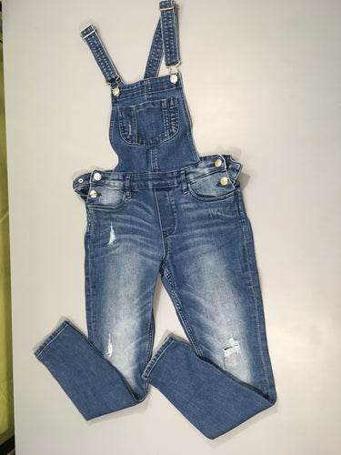 Salopette jean, genoux tachés, moins cher chez Petit Kiwi