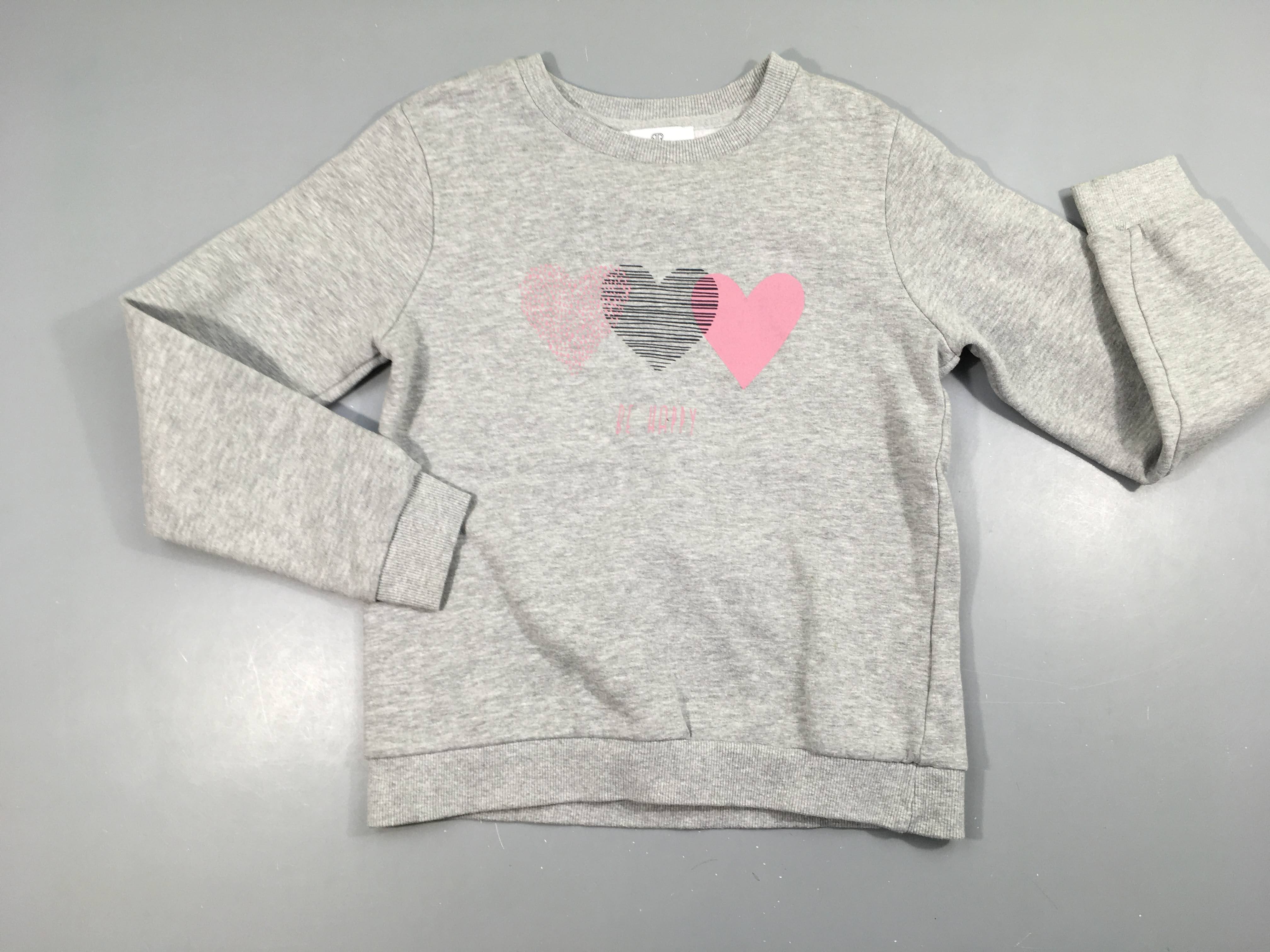 Sweat gris chiné coeurs