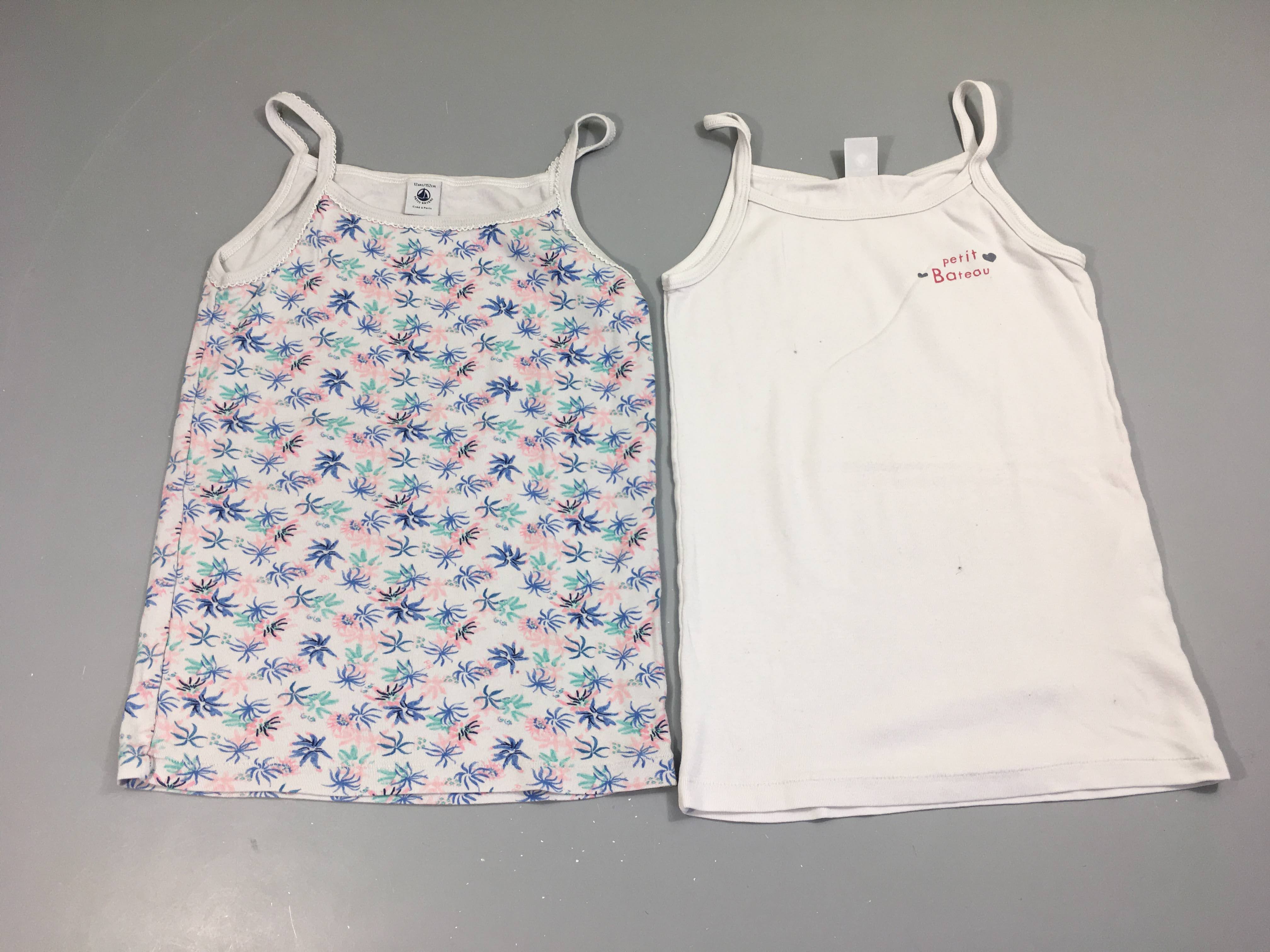 2 Chemisettes grise/fleurie bleu