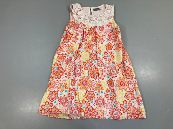 Robe s.m blanche motifs orangé ligé doré co brodé, moins cher chez Petit Kiwi