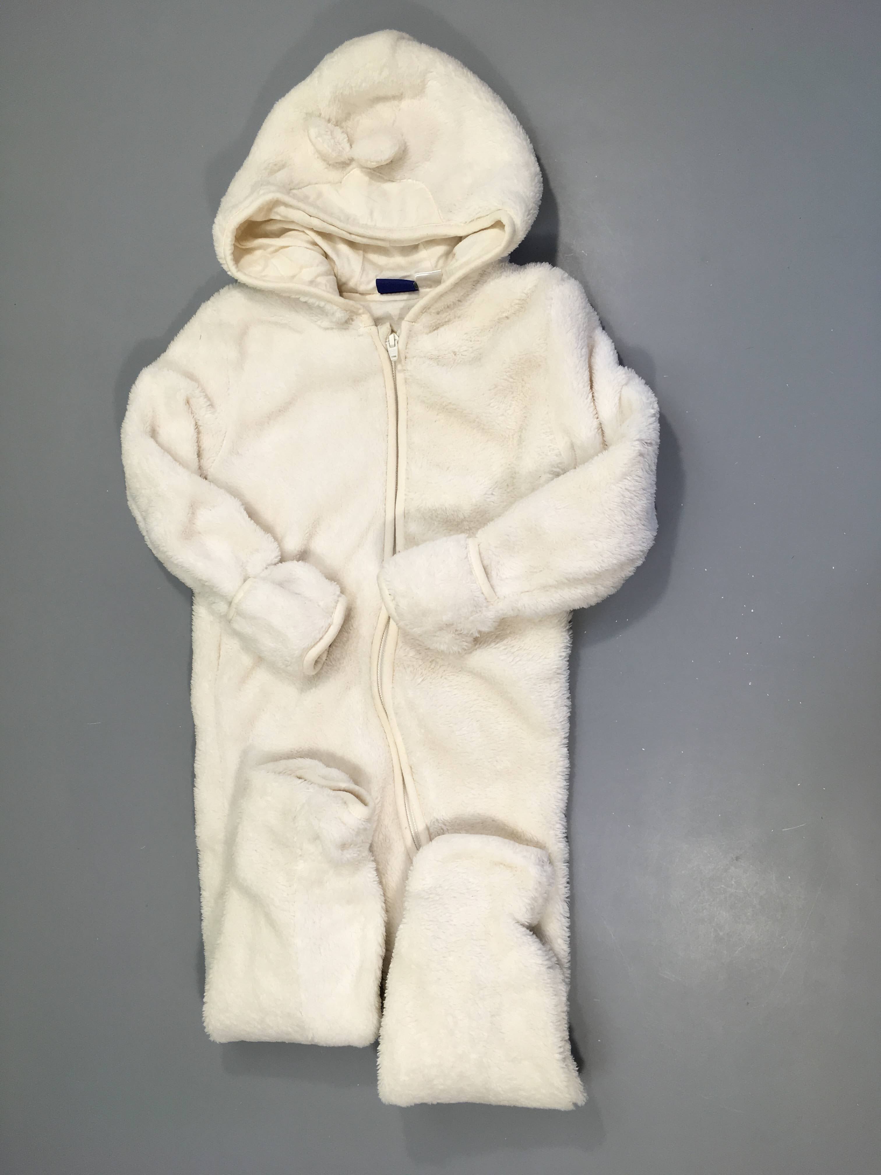 Combi pilote velours blanc oreilles raton laveur