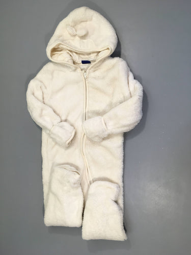 Combi pilote velours blanc oreilles raton laveur, moins cher chez Petit Kiwi