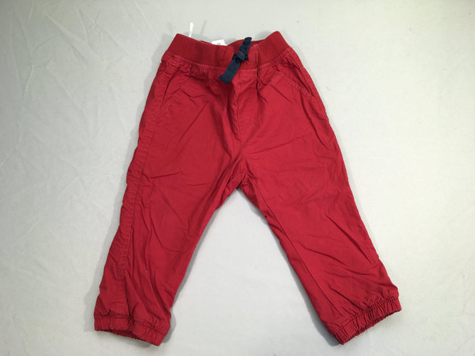 Pantalon rouge doublé jersey taille et chevilles élastiques, moins cher chez Petit Kiwi