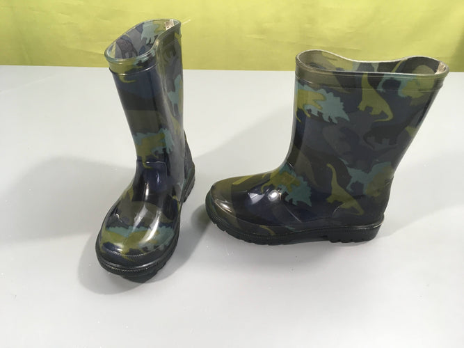 Bottes de pluie camouflage dinos bleu/kaki, 27, moins cher chez Petit Kiwi