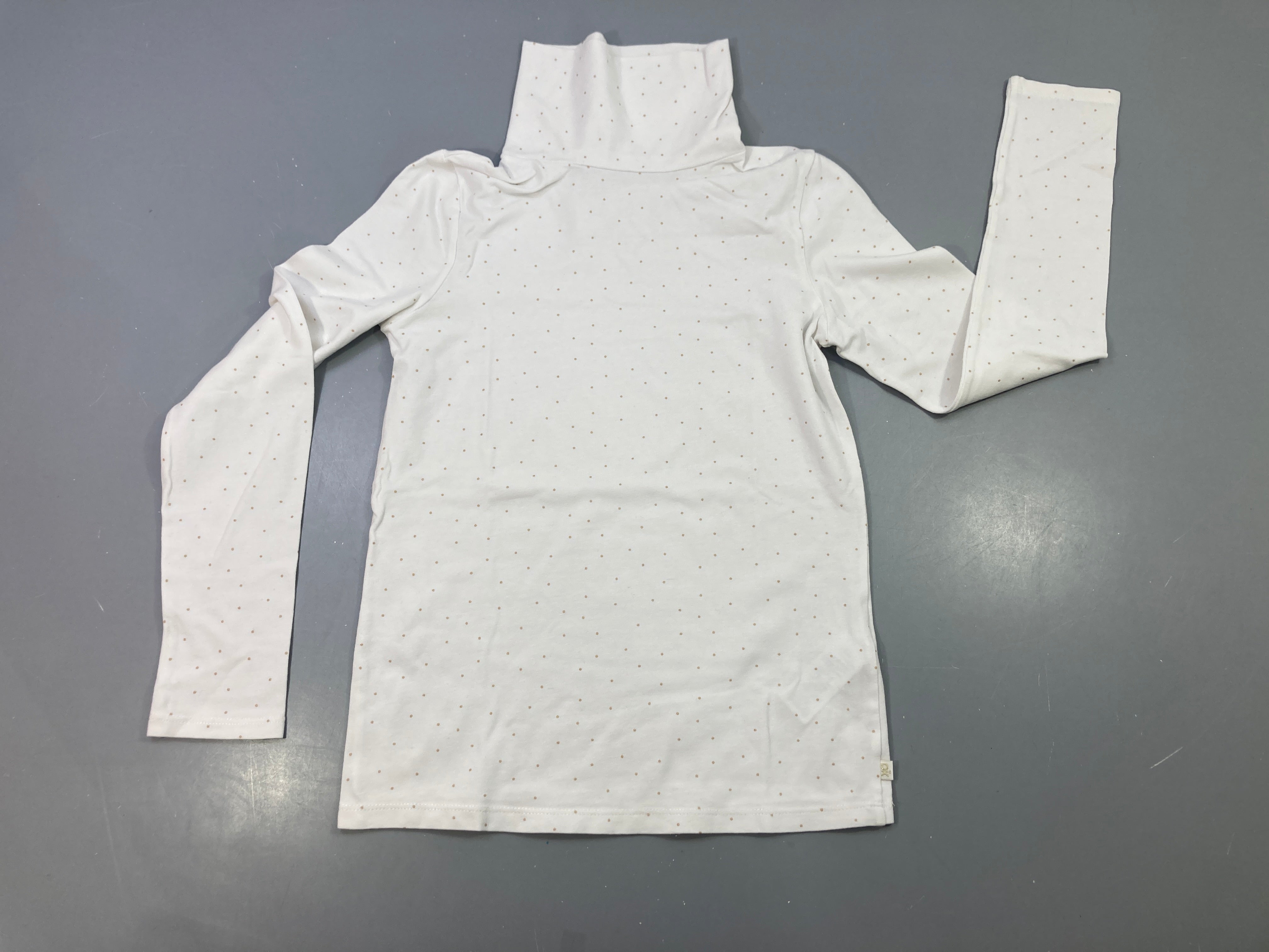 T-shirt m.l col roulé écru pois dorés