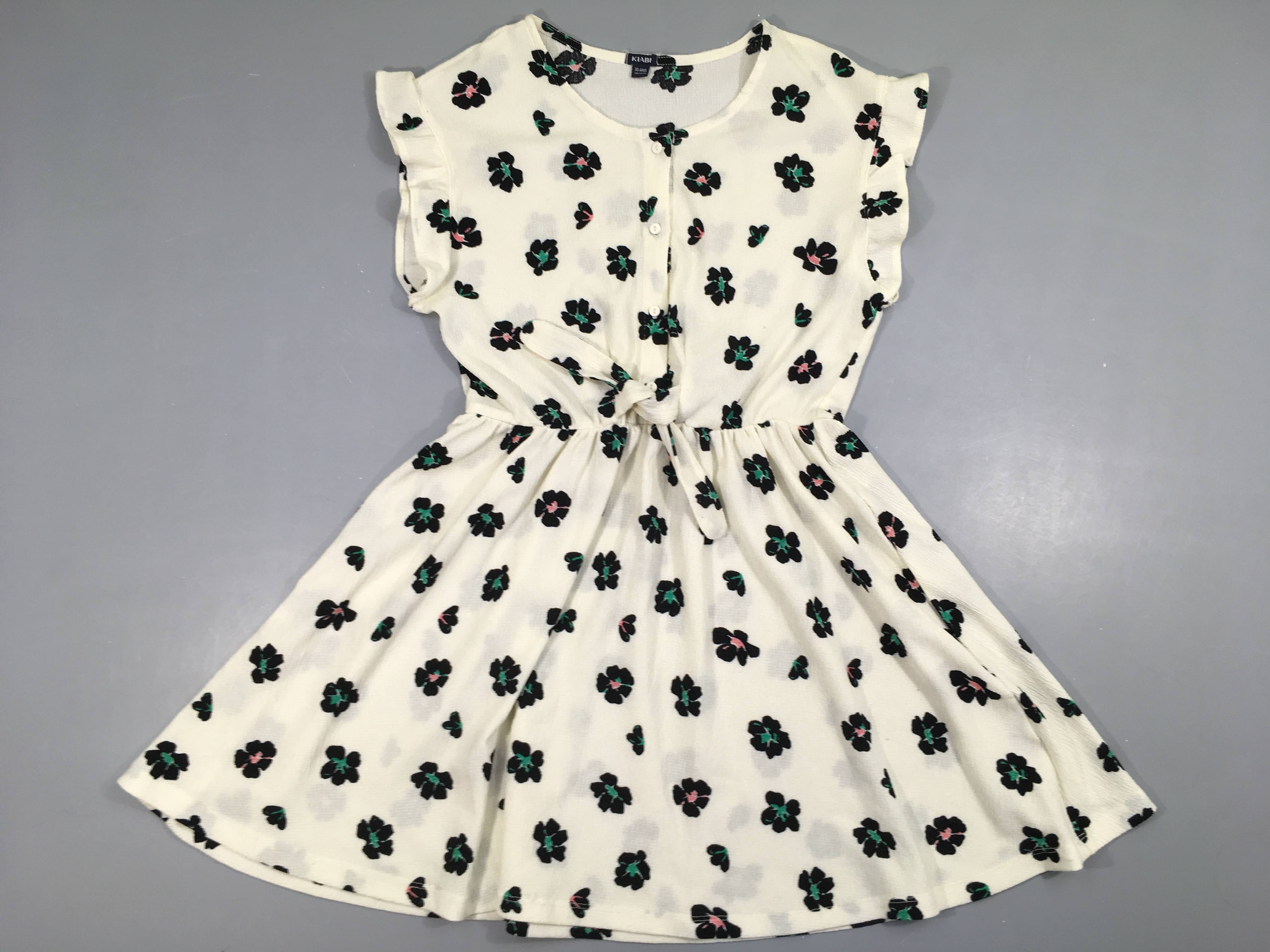 Robe m.c mousseline blanc fleurs noir