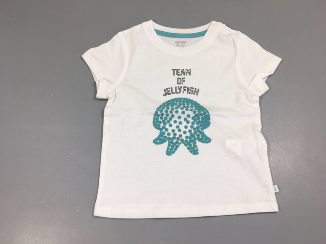 T-shirt m.c blanc Poulpe texturé, moins cher chez Petit Kiwi