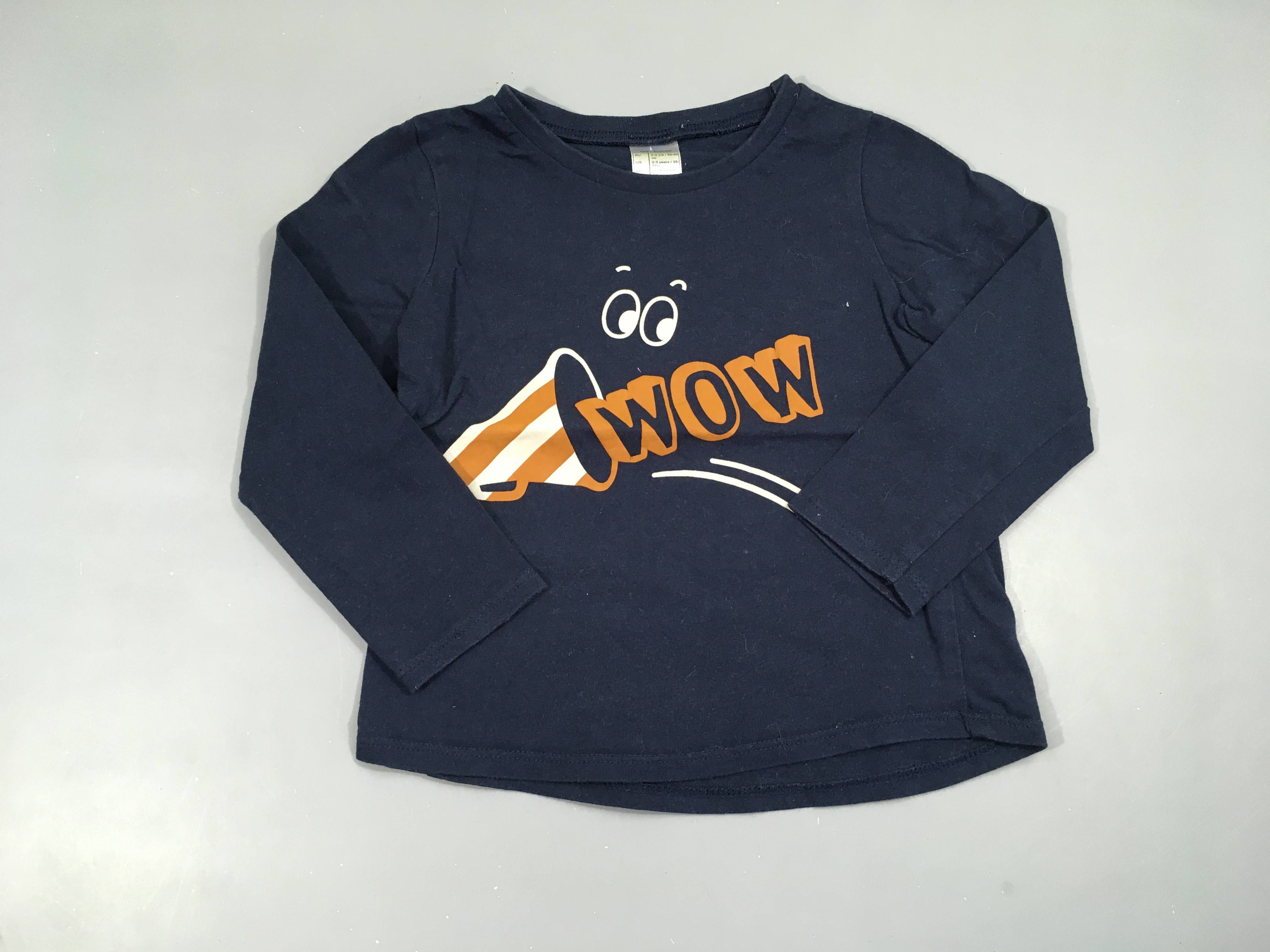 T-shirt m.lbleu foncé Wow