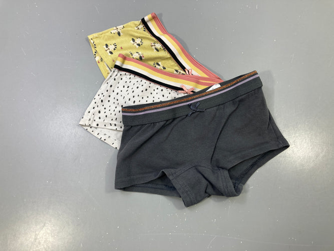 Lot 3 culottes rose pâle cœurs, chat, grise, moins cher chez Petit Kiwi