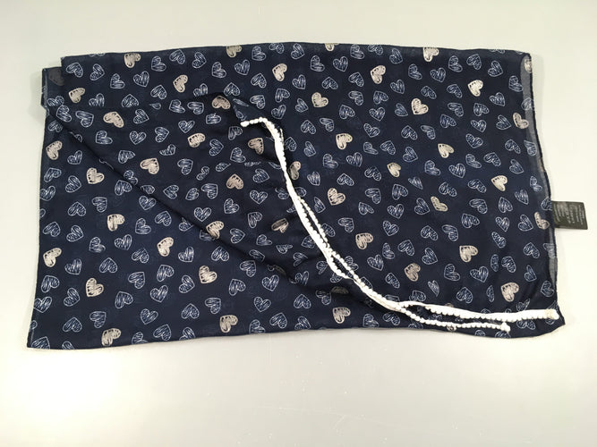 Foulard bleu marine coeurs, moins cher chez Petit Kiwi