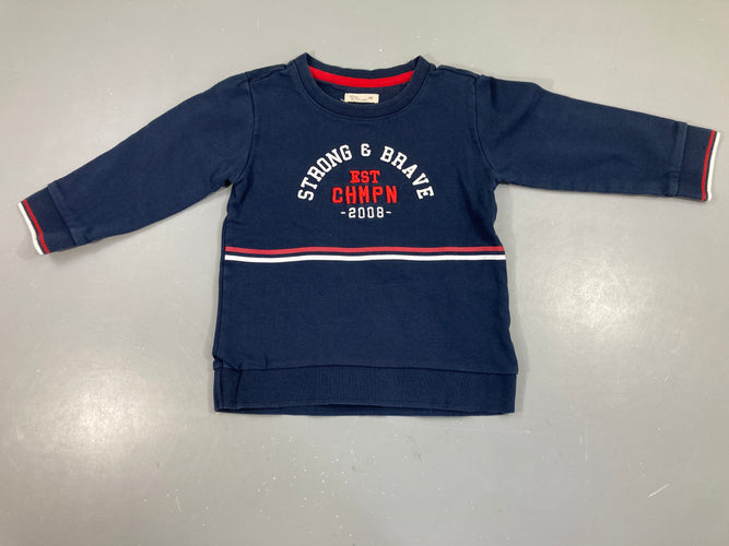 Sweat bleu foncé CHMPN, moins cher chez Petit Kiwi