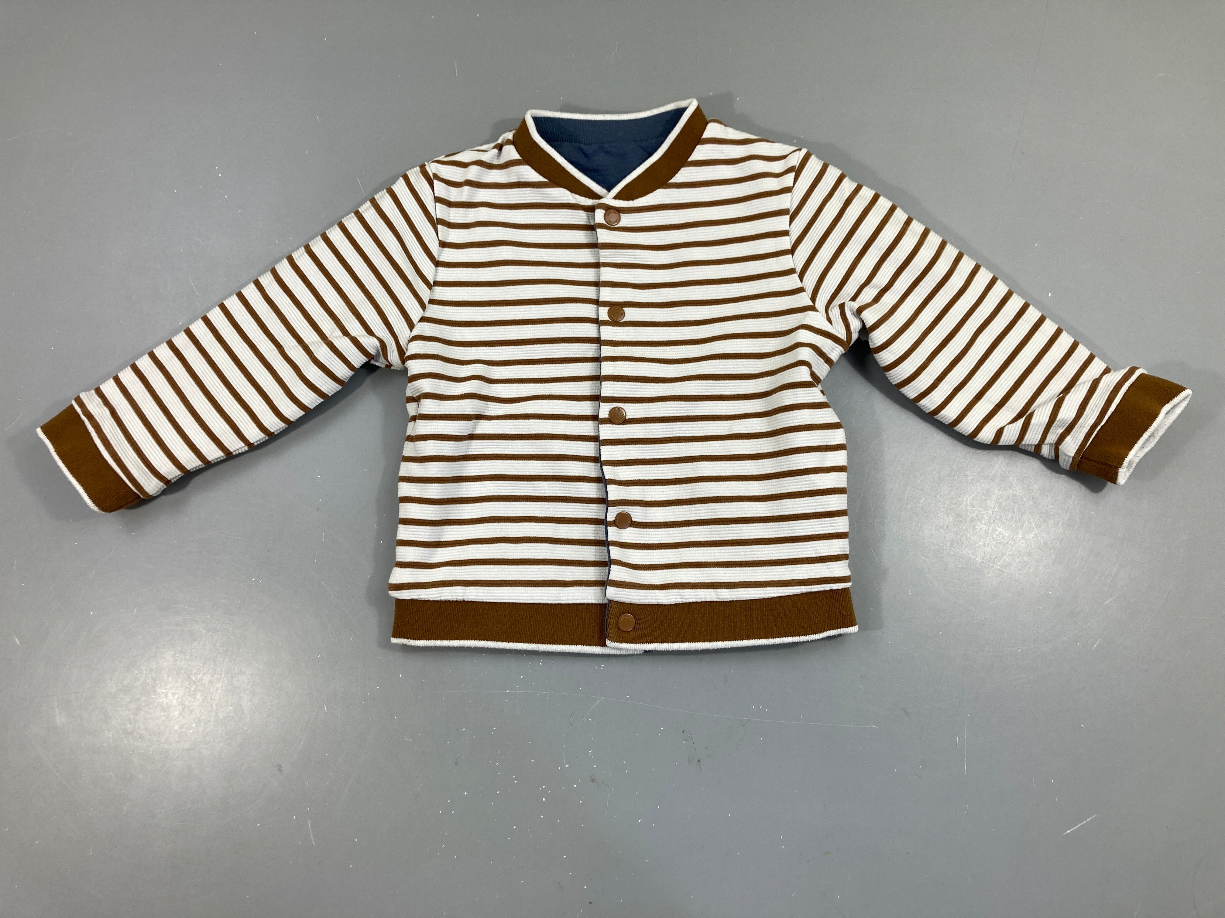 Sweat réversible blanc côtelé brun/bleu Chien