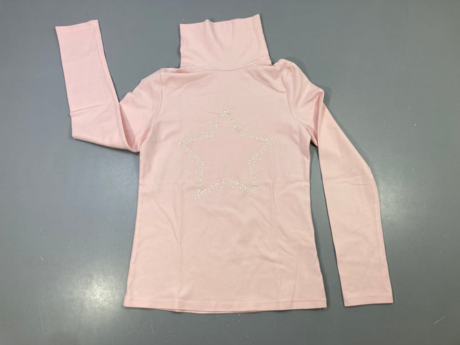T-shirt m.l col roulé rose pâle brodé étoile, moins cher chez Petit Kiwi