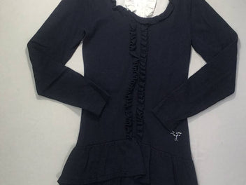Robe pull ml bleu foncé effet supperposé chemisier froufrou Strass-Fracomina Légèrement bouloché