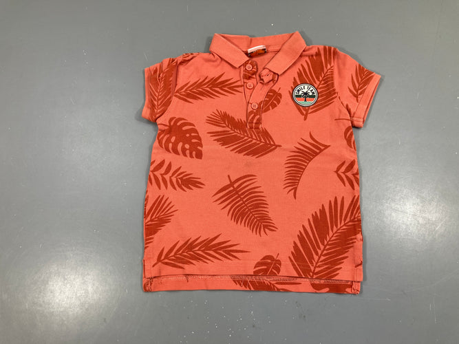 Polo m.c orangé feuillage, moins cher chez Petit Kiwi