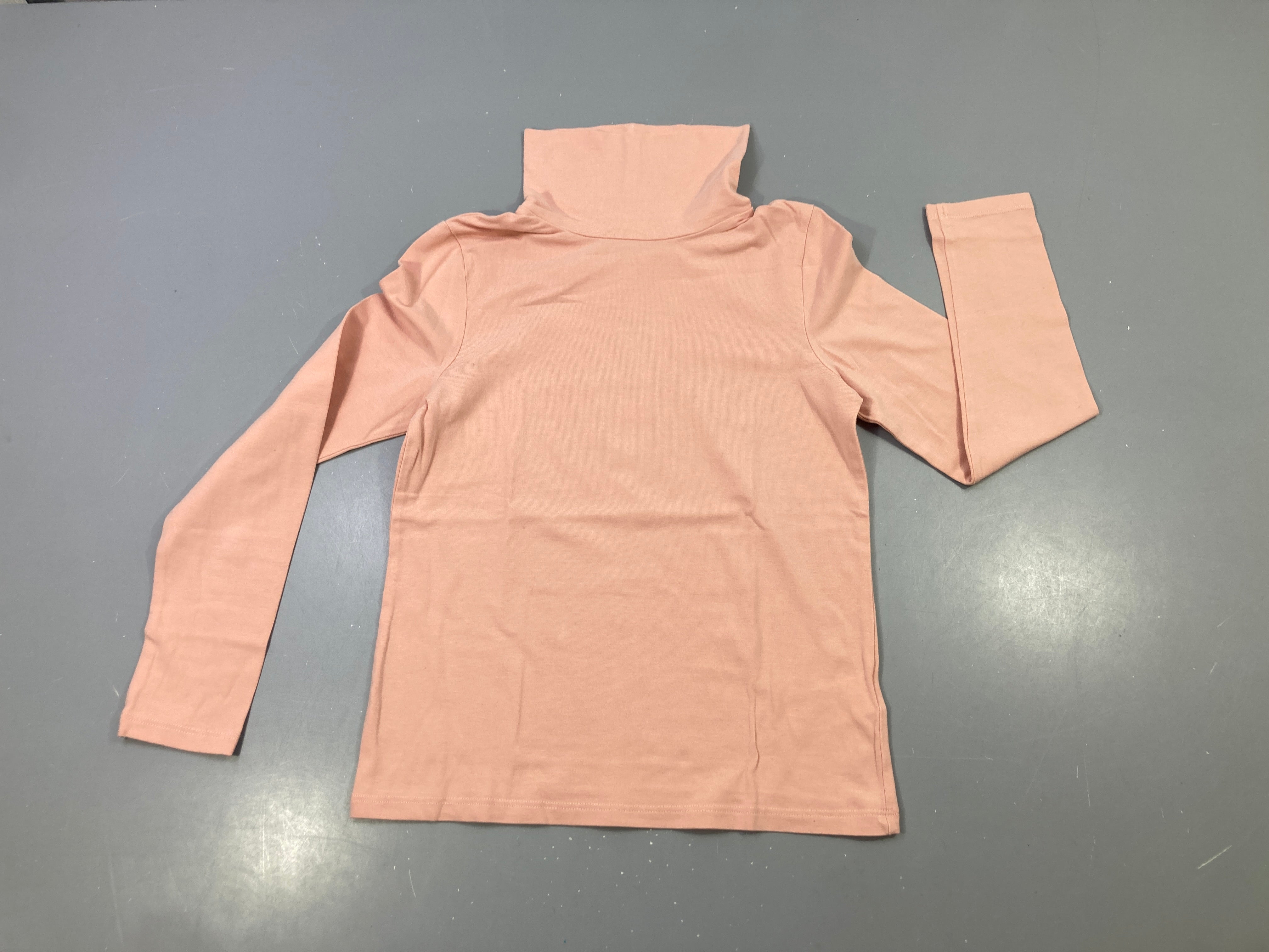 T-shirt m.l col roulé rose poudré