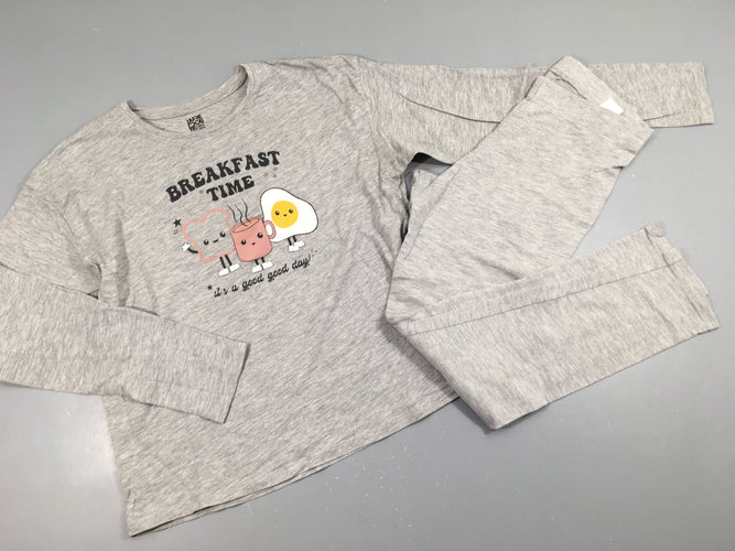 Pyjama 2pcs jersey gris chiné déjeuner, moins cher chez Petit Kiwi