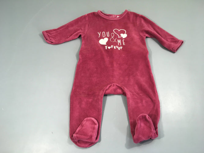 Pyjama velours rose foncé Forever, moins cher chez Petit Kiwi