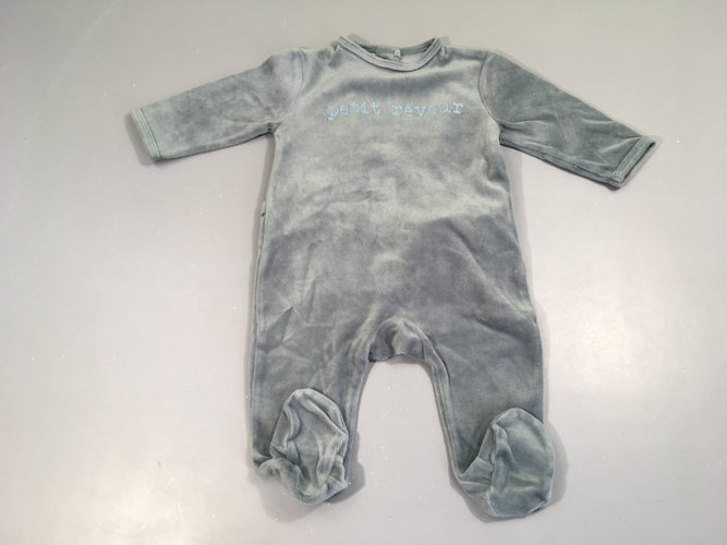 Pyjama velours gris Petit rêveur, moins cher chez Petit Kiwi