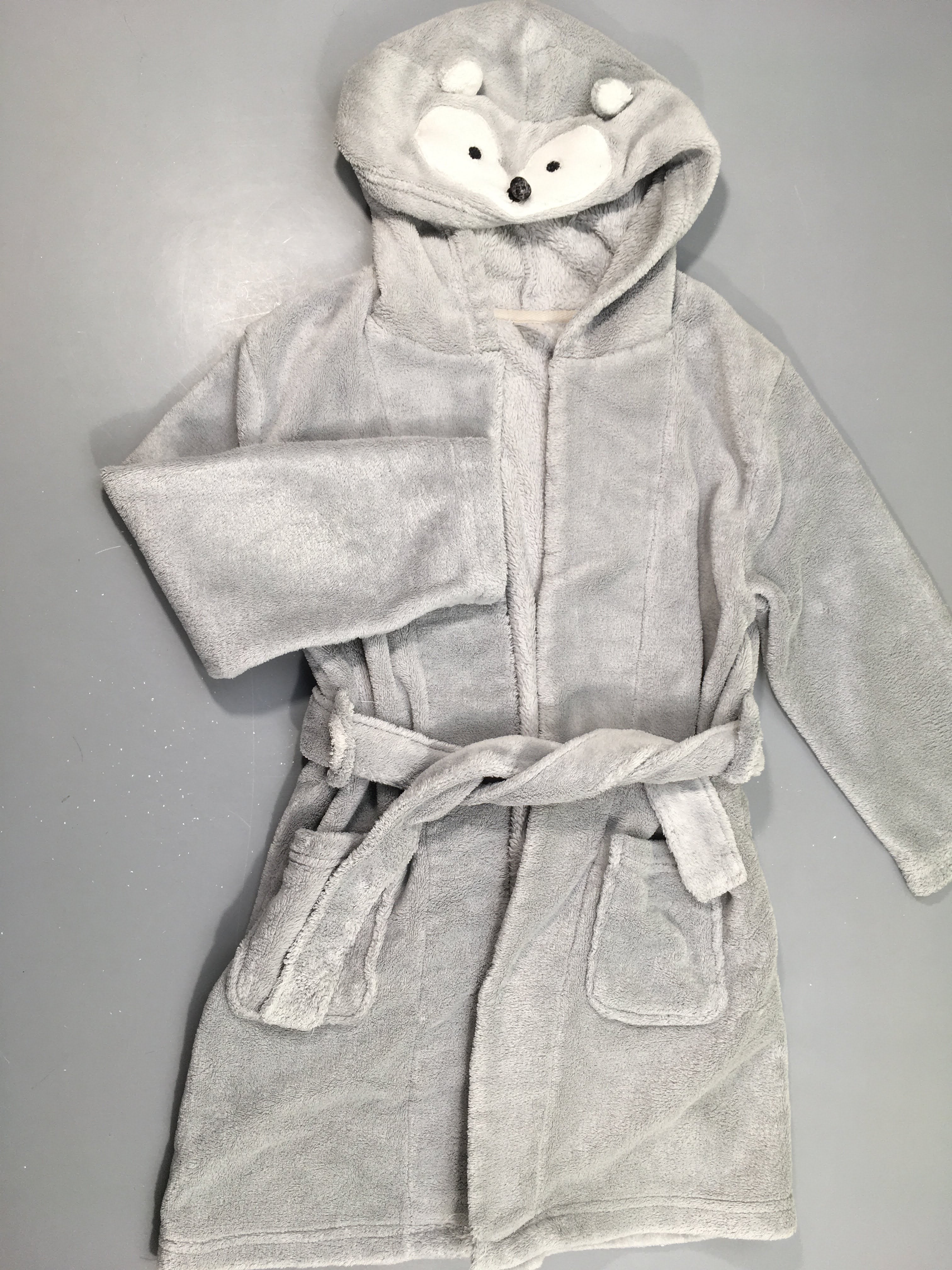 Peignoir velours gris animal