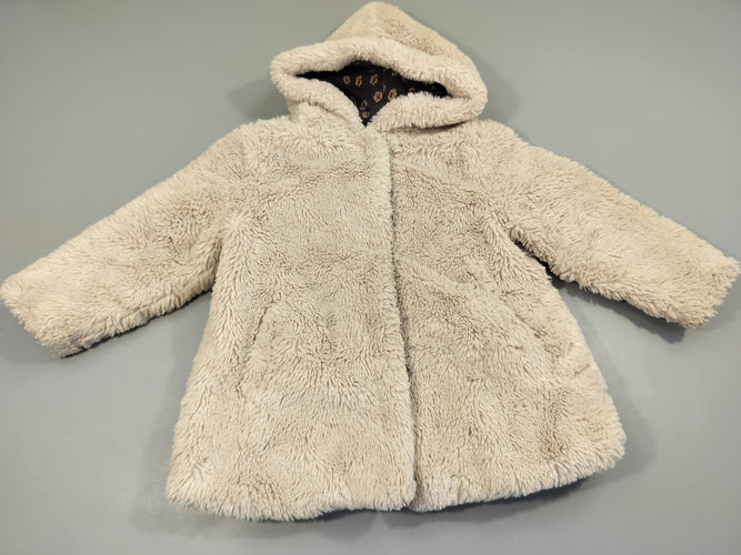 Veste à capuche peluche beige, moins cher chez Petit Kiwi