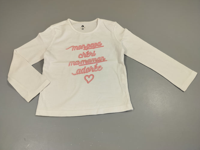 T-shirt m.l blanc "Mon papa chéri, ma maman adorée", moins cher chez Petit Kiwi