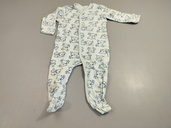 Pyjama jersey bleu clair , ours et tigres  100% coton, moins cher chez Petit Kiwi