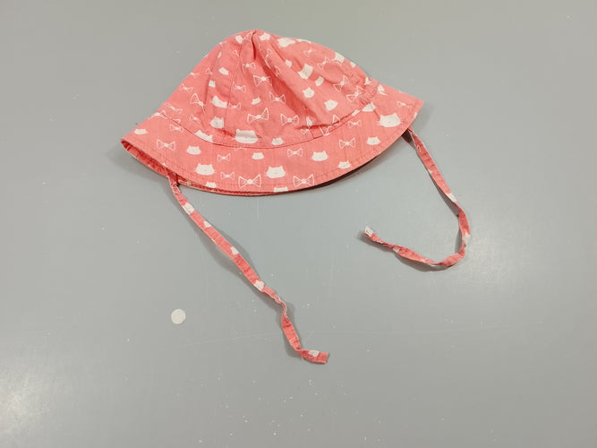 Chapeau de soleil rose , têtes de chats et et noeuds blancs, moins cher chez Petit Kiwi