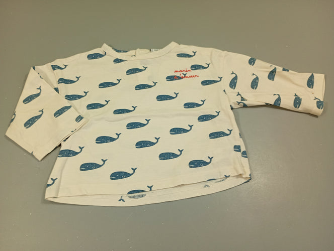 T-shirt m.l blanc, baleines "marin d'amour", moins cher chez Petit Kiwi