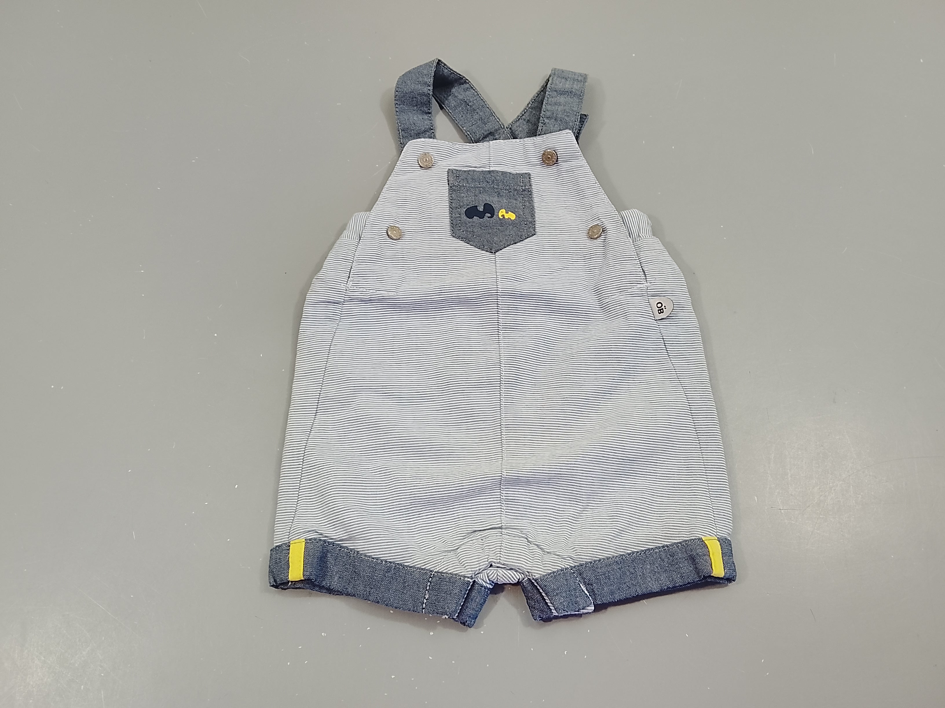 Salopette rayé bleu, blanc ,poche et bretelles bleu denim