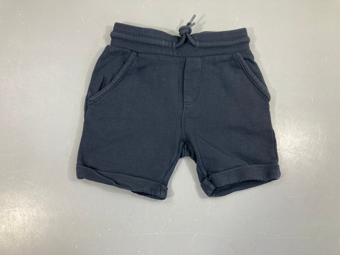 Bermuda molleton bleu foncé à revers, moins cher chez Petit Kiwi