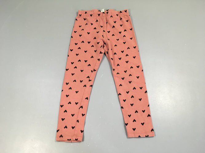 Legging vieux rose coeur noir, moins cher chez Petit Kiwi