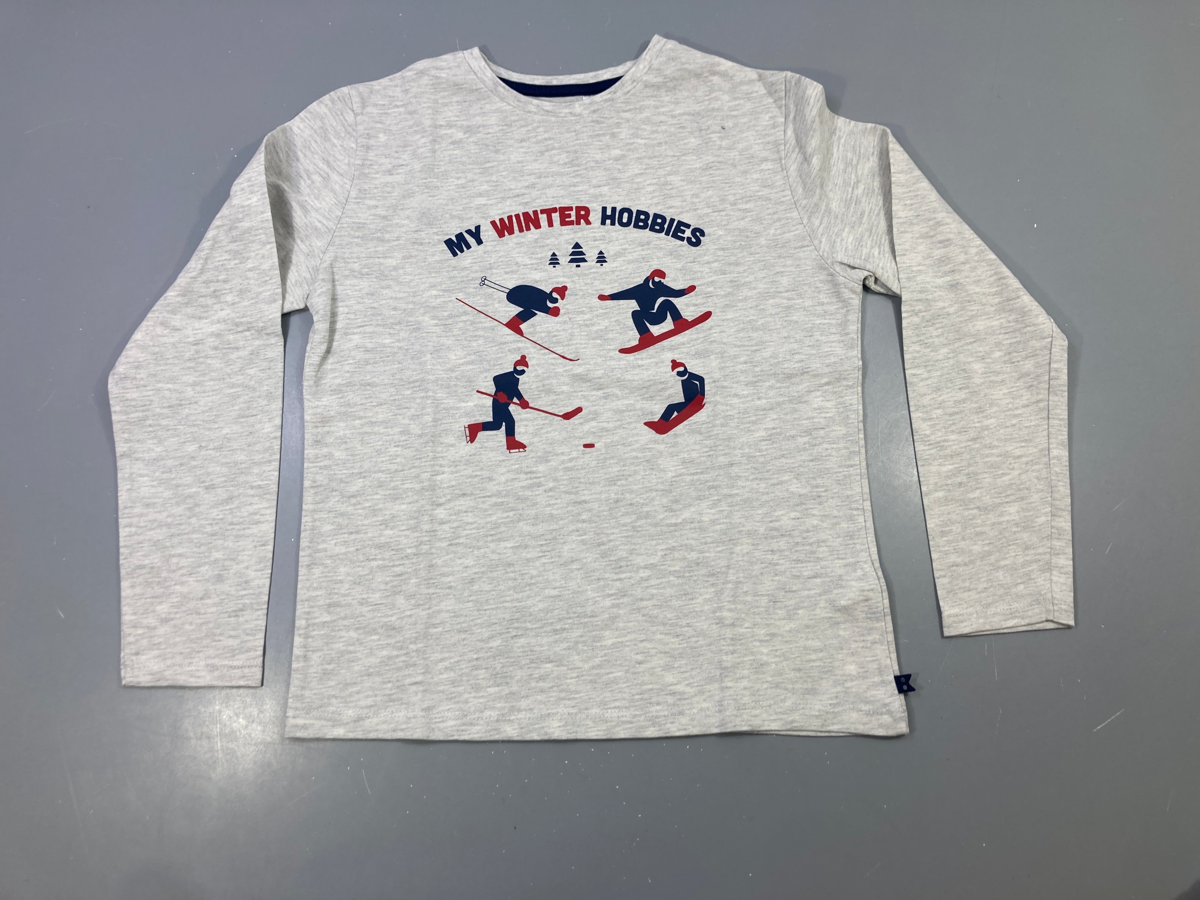 T-shirt m.l gris chiné imprimé My Winter Hobbies