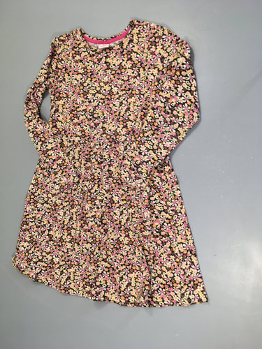 Robe m.l jersey gris fleuri jaune-rose, moins cher chez Petit Kiwi