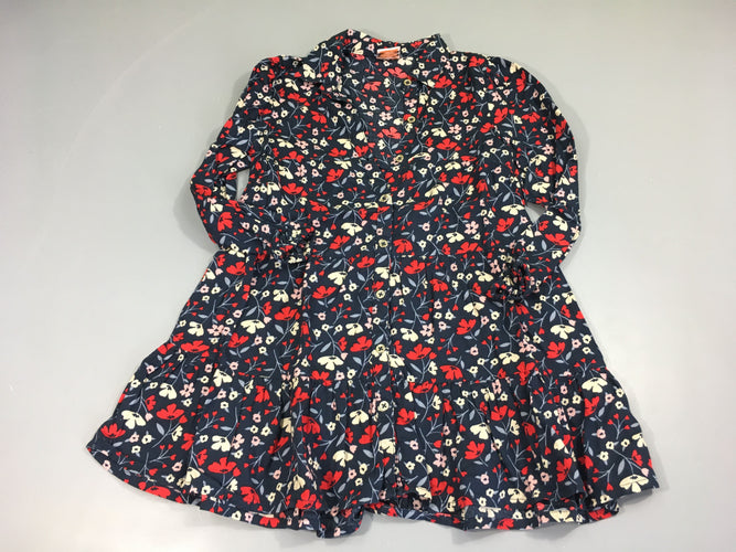 Robe m.l bleu foncé fleuri, moins cher chez Petit Kiwi