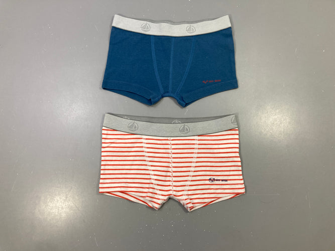 Lot 2 boxers bleu et rayé rouge blanc, moins cher chez Petit Kiwi