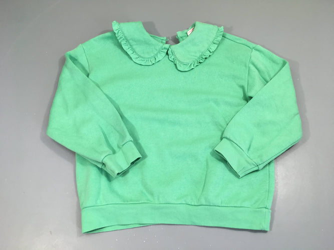 Sweat vert pommes col froufrou, moins cher chez Petit Kiwi