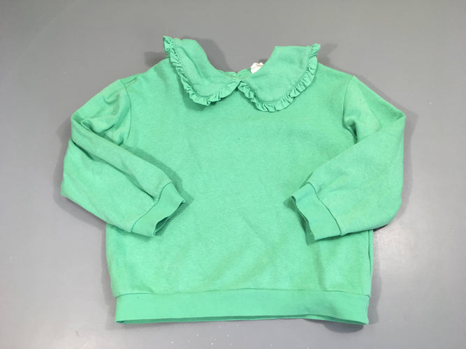 Sweat vert pommes col froufrou, moins cher chez Petit Kiwi