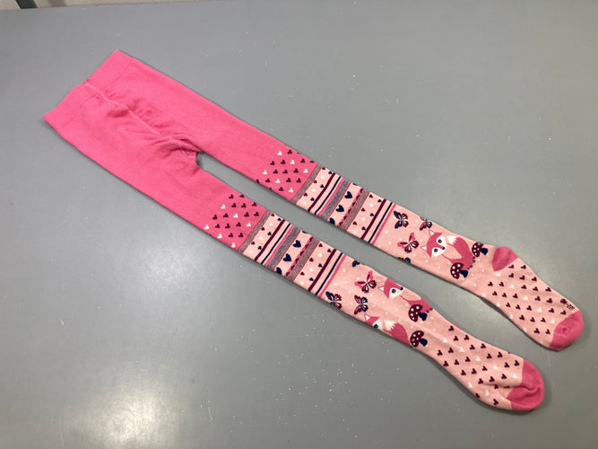 Collant rose imprimé renard cœurs, moins cher chez Petit Kiwi