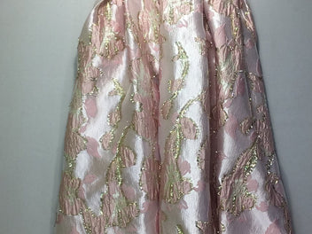 Jupe longue épaisse doublée rose motifs fleurs texturées
