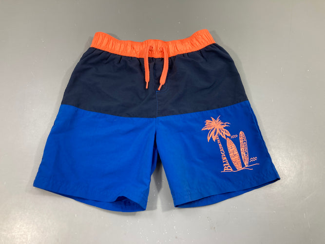 Maillot short bleu palmier corail, moins cher chez Petit Kiwi