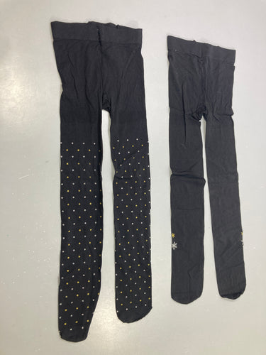 Lot 2 bas noirs, pois dorés/argentés et flocons, 23-26, moins cher chez Petit Kiwi